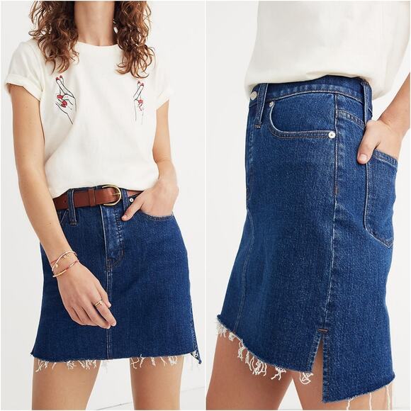 Madewell Cut Off Frayed Step Hem Denim Mini Skirt Size 27 - Picture 10 of 10